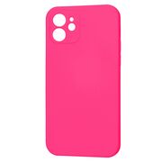 Husa pentru iPhone 12 Liquid Silicone cu MagSafe, subțire, captusita cu microfibra, anti amprentă, protectie cameră foto, fucsia