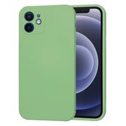 Husa pentru iPhone 12 Liquid Silicone cu MagSafe, subțire, captusita cu microfibra, anti amprentă, protectie cameră foto, verde deschis