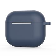 Huse de protectie pentru AirPods 4, Thin & Smooth, din silicon, compatibila cu incarare wireless, cu breloc carabina - Albastru