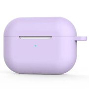 Huse de protectie pentru AirPods 4, Thin & Smooth, din silicon, compatibila cu incarare wireless, cu breloc carabina - Mov