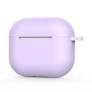 Huse de protectie pentru AirPods 4, Thin & Smooth, din silicon, compatibila cu incarare wireless, cu breloc carabina - Mov