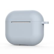 Huse de protectie pentru AirPods 4, Thin & Smooth, din silicon, compatibila cu incarare wireless, cu breloc carabina - gri deschis