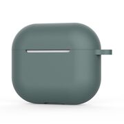 Huse de protectie pentru AirPods 4, Thin & Smooth, din silicon, compatibila cu incarare wireless, cu breloc carabina - verde inchis