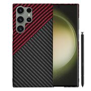 Husa pentru  Samsung Galaxy S24 Ultra CarbonFiber UltraSlim, Lightweight, rosu inchis