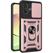 Husa pentru  Motorola Moto G55 Ring Armor Kickstand Tough Rugged Cover cu protectie camera, roz