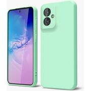 Husa pentru  Motorola Moto G55 Liquid Silicone, subțire, captusita cu microfibra, anti amprentă, protectie cameră foto, verde