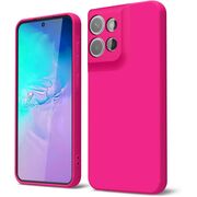 Husa pentru  Motorola Edge 50 Neo Liquid Silicone, subțire, captusita cu microfibra, anti amprentă, protectie cameră foto, fucsia
