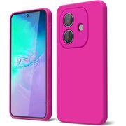 Husa pentru  Oppo A40 Liquid Silicone, subțire, captusita cu microfibra, anti amprentă, protectie cameră foto, fucsia