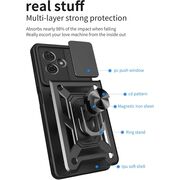 Husa pentru  Motorola Moto G55 Ring Armor Kickstand Tough Rugged Cover cu protectie camera, verde