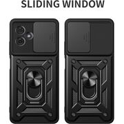 Husa pentru  Motorola Moto G55 Ring Armor Kickstand Tough Rugged Cover cu protectie camera, albastru