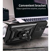 Husa pentru  Motorola Moto G55 Ring Armor Kickstand Tough Rugged Cover cu protectie camera, albastru