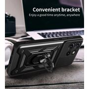 Husa pentru  Motorola Edge 50 Neo Ring Armor Kickstand Tough Rugged Cover cu protectie camera, roz