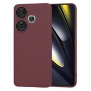 Husa pentru  Poco F6 Liquid Silicone, subțire, captusita cu microfibra, anti amprentă, protectie cameră foto, bordeaux