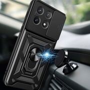 Husa pentru  Poco F6 Pro Ring Armor Kickstand Tough Rugged Cover cu protectie camera, roz