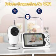 Video Baby Monitor cu Cameră și Audio - Monitor Digital Wireless 2.4Ghz, Ecran IPS 4.3 inch, Baterie 1760mAh, Monitorizare Temperatură, VOX, Funcție Talk Back, Viziune Nocturnă, Lullabies, alb