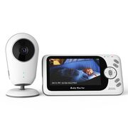 Video Baby Monitor cu Cameră și Audio - Monitor Digital Wireless 2.4Ghz, Ecran IPS 4.3 inch, Baterie 1760mAh, Monitorizare Temperatură, VOX, Funcție Talk Back, Viziune Nocturnă, Lullabies, alb