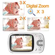Video Baby Monitor cu Cameră și Audio - Monitor Digital Wireless 2.4Ghz, PTZ, Ecran 3.2 inch, Monitorizare Temperatură, VOX, Funcție Talk Back, Viziune Nocturnă, cantece de leagan, alb