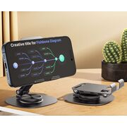 Suport pentru telefon cu rotire 360°, pliabil, unghi reglabil, universal, design elegant și funcționalitate maximă, metalic, negru
