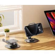 Suport pentru telefon cu rotire 360°, pliabil, unghi reglabil, universal, design elegant și funcționalitate maximă, metalic, negru