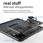 Husa pentru  Google Pixel 9 Pro Fold Ring Armor Kickstand Tough Rugged Cover cu protectie camera, negru