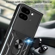 Husa pentru  Google Pixel 9 Pro Fold Ring Armor Kickstand Tough Rugged Cover cu protectie camera, negru