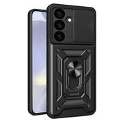 Husa pentru  Samsung Galaxy S24 FE Ring Armor Kickstand Tough Rugged Cover cu protectie camera, negru