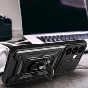 Husa pentru  Samsung Galaxy S24 FE Ring Armor Kickstand Tough Rugged Cover cu protectie camera, verde
