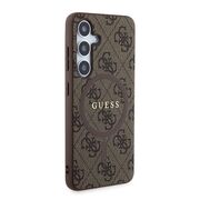 Husa pentru  Samsung Galaxy S24 Guess - 4G Collection Leather MagSafe - maro