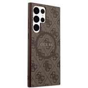 Husa pentru  Samsung Galaxy S24 Ultra Guess - 4G Collection Leather MagSafe - maro