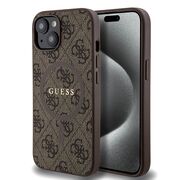 Husa pentru  iPhone 15 Plus Guess - 4G Collection Leather MagSafe - maro