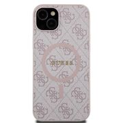 Husa pentru  iPhone 15 Plus Guess - 4G Collection Leather MagSafe - roz