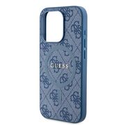 Husa pentru  iPhone 15 Pro Guess - 4G Collection Leather MagSafe - albastru