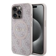 Husa pentru  iPhone 15 Pro Guess - 4G Collection Leather MagSafe - roz