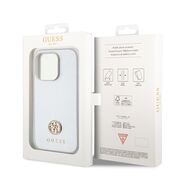Husa pentru  iPhone 15 Pro Guess- Strass Metal - argintiu