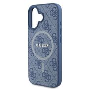 Husa pentru  iPhone 16 Guess - 4G Ring Classic MagSafe - albastru