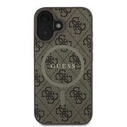 Husa pentru  iPhone 16 Plus Guess - 4G Ring Classic MagSafe - maro