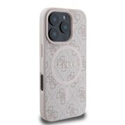 Husa pentru  iPhone 16 Pro Guess - 4G Ring Classic MagSafe - roz