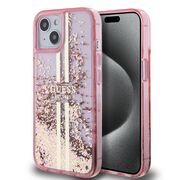 Husa pentru  iPhone 15 Guess - Liquid Glitter - roz