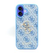 Husa pentru  iPhone 16 Guess - Hardcase 4G Series - albastru deschis