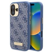 Husa pentru  iPhone 16 cu MagSafe Guess - Hardcase 4G Series - albastru inchis
