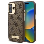 Husa pentru  iPhone 16 cu MagSafe Guess - Hardcase 4G Series - maro inchis