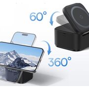 Statie de incarcare 2-in-1 Magnetic Wireless Charger cu MagSafe Baseus Cube Shape, MagSafe, Qi, Type-C, 25W, negru