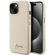 Husa pentru  iPhone 15 Guess - Glitter Fixed - bej