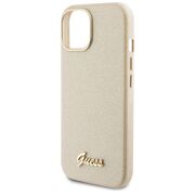 Husa pentru  iPhone 15 Guess - Glitter Fixed - bej