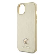 Husa pentru  iPhone 15 Guess - Leather 4G Triangle Strass - auriu