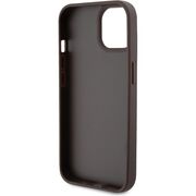 Husa pentru  iPhone 15 Guess - Leather 4G Triangle Strass - maro