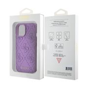 Husa pentru  iPhone 15 Guess - Leather 4G Triangle Strass - mov