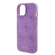 Husa pentru  iPhone 15 Guess - Leather 4G Triangle Strass - mov