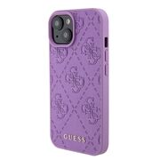 Husa pentru  iPhone 15 Guess - Leather 4G Triangle Strass - mov