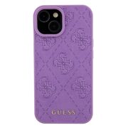 Husa pentru  iPhone 15 Guess - Leather 4G Triangle Strass - mov